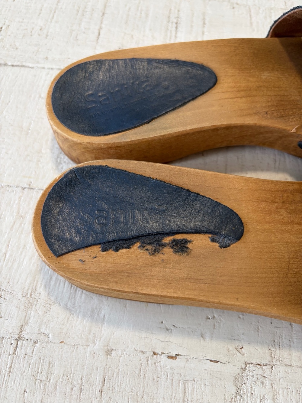 Sanita Clog Sandals EU size 40 US 8.5 9 Navy Blue Suede Slip On Wooden - Picture 5 of 15